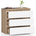 AKORD CLP 3 Fiókos Sonoma Tölgy / Fehér Komód (OP0LCL-DABBIA003)