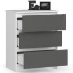 AKORD CLP Modern 3-Fiókos Komód Laminált Fehér-Szürke Matt (OP0LK-6BIASZA002)