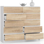 AKORD CLP K140 Komód Laminált Fehér/Sonoma Tölgy 10 Fiókos (OP0LK-1BIASON009)