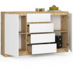 AKORD CLP Artisan Komód 160 Laminált Tölgy-Fehér 4 Fiókos (OP0LK-1ARTBIA007)