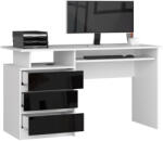 AKORD CLP 135 Számítógépasztal Fehér/Fekete Magasfényű (IP0PBIACZARPOL001)