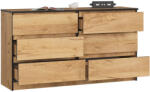 AKORD CLP K140 Komód Laminált Craft Tölgy 6 Fiókos (OP0LK-140SZ6-CRA)