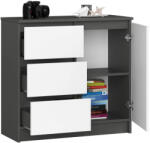 AKORD Jerry Modern Komód Laminált Grafitszürke-Fehér (OP0LK-JERRYSZARBIA)