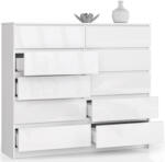 AKORD CLP K140 Magasfényű Fehér Komód 10 Fiókkal (OP0LK-1POL009)
