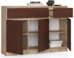 AKORD CLP Sonoma-Wenge Komód 3 Ajtós 3 Fiókos Laminált (OP0LK-1DABWEN008)