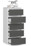 AKORD CL5 Keskeny Fiókos Komód Laminált Fehér-Szürke Matt (OP0LCL5BIASZA001)