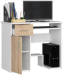 AKORD JAY Számítógépes Íróasztal Fehér Sonoma Tölgy Kihúzható Billentyűzettartóval (IP0PJAYBIASON)