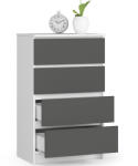 AKORD K60 Nappali Komód Laminált Fehér-Grafitszürke 4 Fiókos (OP0LK-6BIASZA003)