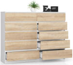 AKORD CLP K160 Komód Laminált Fehér-Sonoma 10 Fiókos (OP0LK-1BIASON012)