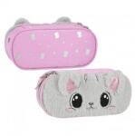 Starpak Kitty Plus cicás ovális tolltartó - szürke, pink (550894)