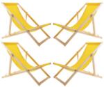  Woodok 4 db sárga bükkfa napozóágy 3 fokozatú háttámlával, összeszerelve (ANN-CEN-90846)