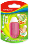 Keyroad Twist 2 az 1-ben Ceruzahegyező Radírral - PVC, Vegyes Színek (KR970711)