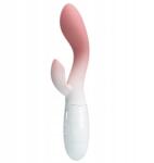 Pretty Love Vibrator Iepuras Brighty 30 Moduri Vibratii, Silicon, Roz/Alb 20 cm Vibrator