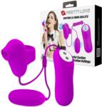 Pretty Love Stimulator Dublu Pretty Love, 12 Moduri Vibratii, 12 Moduri Suctiune, Silicon, Mov