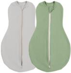 Kidizi Set 2 sistem de infasat cu fermoar dublu Kidizi SnugPod Grey Green M, pentru bebelusi cu greutate de 3.8-7 kg, 0.5 tog (5949551911074)