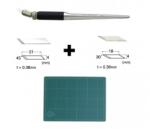 NT Cutter Set Cutter/cutit metalic de precizie cu cap pivotant + 80 LAME SCHIMB, VARF 30/45°+PLACA TAIER A3- NT Cutter (SW-600GP+BDA-200P+BDC-200P+CM-452G)