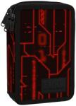 DERFORM Penar copii cu trei compartimente, echipat cu rechizite - BackUp, model roșu-circuit electric Penar