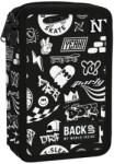DERFORM Penar copii cu două compartimente, echipat cu rechizite, BackUp, model Urban și Graffiti Cool Penar