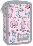 DERFORM Penar fete cu trei compartimente, echipat cu rechizite - BackUp, model funny dogs Penar