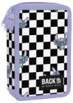 DERFORM Penar copii cu trei compartimente, echipat cu rechizite - BackUp, model Stitch și design în carouri Penar