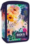 DERFORM Penar fetiță cu două compartimente, echipat cu rechizite, BackUp, model flower aquarell Penar