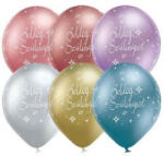  Szülinapi latex lufi 11" 28cm 6db Boldog születésnapot! Chrome (LUFI605265)