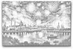  PontPöttyöző - Tűzijáték a városban Méret: 40x60cm, Keretezés: Kartonlemezen, Szín: Fekete