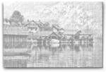 PontPöttyöző - Hallstatt, Ausztria Méret: 40x60cm, Keretezés: Kartonlemezen, Szín: Fekete