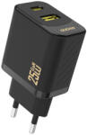 Dudao A26T GaN 25W USB-A, USB-C hálózati töltő, fekete