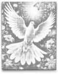  PontPöttyöző - Galamb a virágok között Méret: 30x40cm, Keretezés: Kartonlemezen, Szín: Fekete