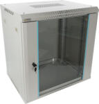 Pulsar RWA1264-G 19 12U 600x450 fali rack szekrény, lapra szerelt, szürke, könnyített kialakítás
