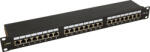 Pulsar RP-F24V5 19 patch panel, 24 port, cat5e, árnyékolt, tehermentesítővel, 90 fokos modulok