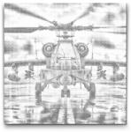  PontPöttyöző - Katonai helikopter Méret: 50x50cm, Keretezés: Műanyagtáblával, Szín: Piros