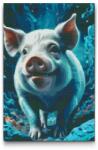  Gyémántszemes kirakó - Malacka a sötét türkiz árnyalataiban Méret: 40x60cm, Keretezés: Kartonlemezen, Gyémántok: Kerek