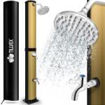 Tillvex Dus solar pentru exterior, robinet si cap de dus incluse, negru/auriu, 60 litri, incalzire 60° (SLDS60SGD)