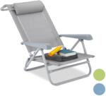 Relaxdays Sezlong pliabil cu perna, pentru gradina/plaja/camping, gri, 38, 5 x 58 x 112 (10026478_53-gri)
