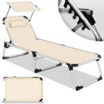 Tillvex Sezlong pliabil pentru terasa/gradina, spatar reglabil, perna reglabila, sustine 150kg, aluminiu, crem (TVSNLG-003)