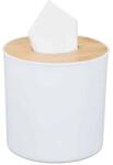 Relaxdays Cutie servetele, rotunda, capac din bambus, alb/maro natur, 12, 5 x 13, 5 cm (10034307)