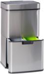 Relaxdays Cos de gunoi 3 in 1, compartiment 37 L cu deschidere/inchidere cu senzor, 2 x 12 L, otel inoxidabil, argintiu (10021222) Cos de gunoi