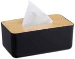 Relaxdays Cutie depozitare servetele, capac din bambus natural, negru, 10 x 23 x 13 cm (10032648)