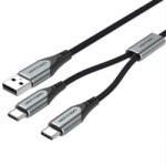 Vention USB-A/M - 2*USB-C/M kábel 3A 1m (CQOHF) (CQOHF)