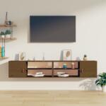  2 db mézbarna tömör fenyőfa faliszekrény 80 x 30 x 30 cm (78466)