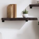  Sötétbarna kezelt tömör tölgyfa fali polc 60x40x(2-6) cm (310789)