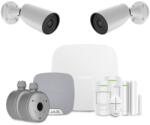Ajax Systems Sistem alarma wireless si camere exterior IP Ajax CCTV Intrusion Security, 2 camere, 8 MP, 2.8 mm, IR 35 m, microfon, slot card, detectie om/vehicul/animal prin AI, pet immunity, 868 MHz, buton de pan