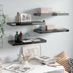  4 db magasfényű fekete mdf fali polc 60 x 23, 5 x 3, 8 cm (29707)