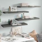  4 db magasfényű szürke mdf fali polc 80 x 23, 5 x 3, 8 cm (29731)