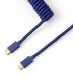 Keychron Coiled Aviator USB-C M/M Adatkábel - 0.9m Kék (+USB-C - USB-A adapter) CAB-L