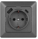 EMOS Aljzat USB csatlakozóval (USB A+C) komplett, antracit (A6000.7)
