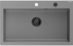 Mexen Elix, 1 tálos gránit mosogató 800 x 500 mm, szürke, fekete szifon, 6527801005-71-B (6527801005-71-B)