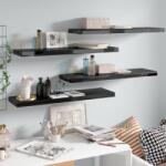  4 db magasfényű fekete mdf fali polc 90 x 23, 5 x 3, 8 cm (29713)